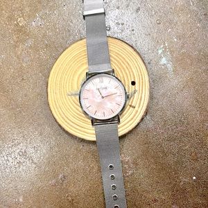 Rose Quartz & Stainless Steel Watch